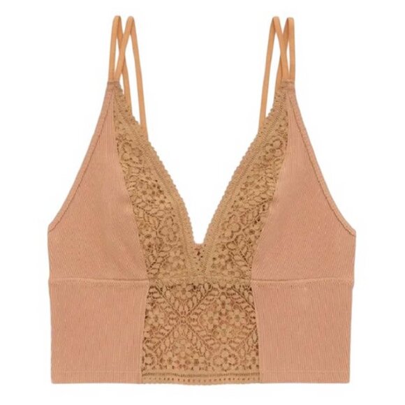 Aerie Superchill Cozy Lace Ribbed Bra Top SMALL D - Picture 9 of 10